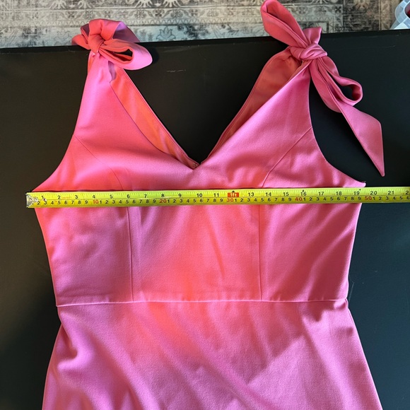 NWOT BCBGeneration Fit & Flare Tie Shoulder Mini Dress Flounce Hem VNeck Pink 12 - Picture 9 of 12